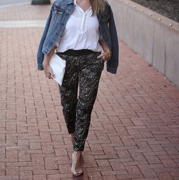 LOFT Pants - Loft Ann Taylor Pants 8 Marisa Fit Floral Black Multicolored Wild Prairie Fluid